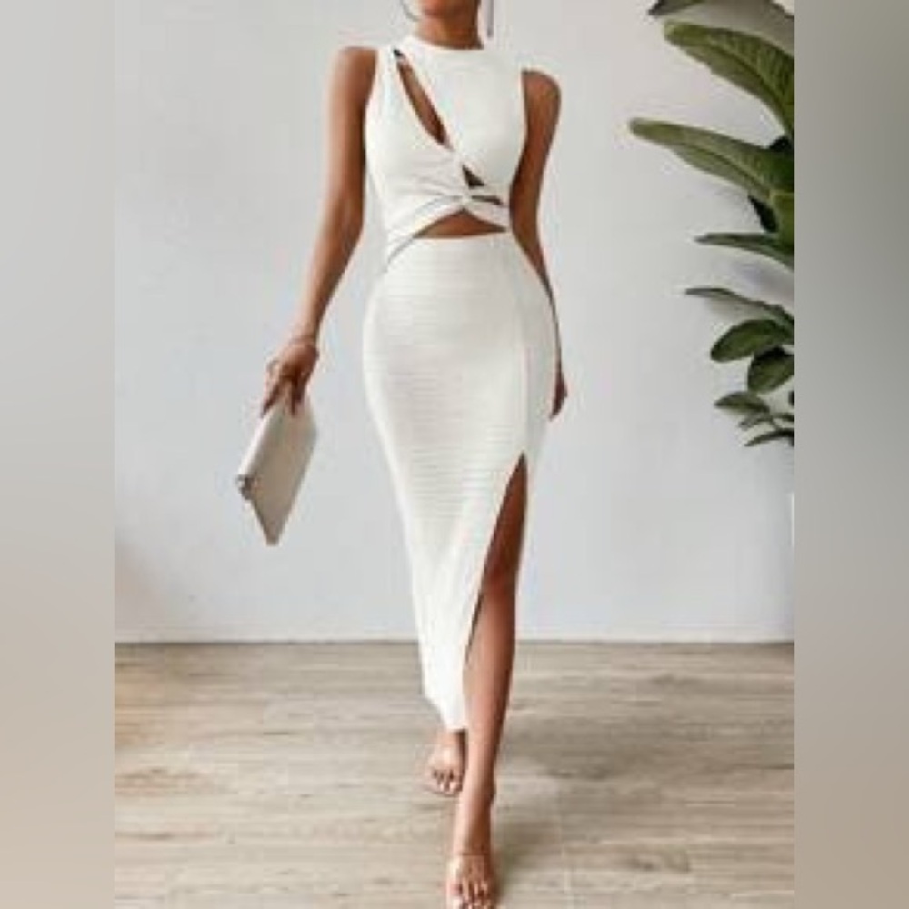 Elegant White Cut-Out Dress